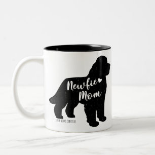 Newfie Mum, Newfoundland Dog Silhouette Two-Tone Coffee Mug