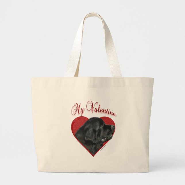 Newfie Valentine Large Tote Bag (Front)