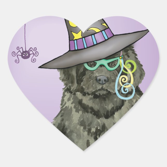 Newfie Witch Heart Sticker (Front)