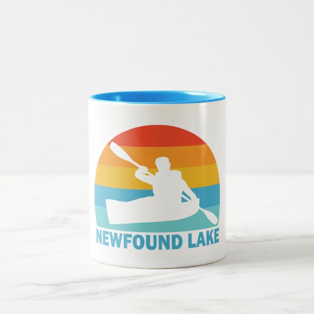Newfound Lake New Hampshire Kayak Two-Tone Coffee Mug (Center)