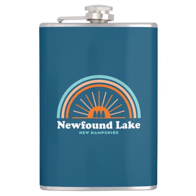 Newfound Lake New Hampshire Rainbow Hip Flask (Front)