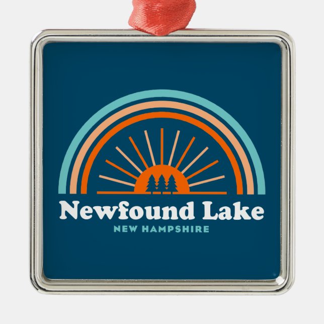 Newfound Lake New Hampshire Rainbow Metal Ornament (Front)
