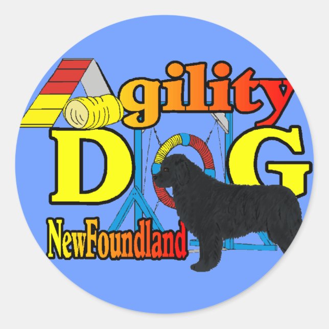 Newfoundland_Agility Gifts Classic Round Sticker (Front)