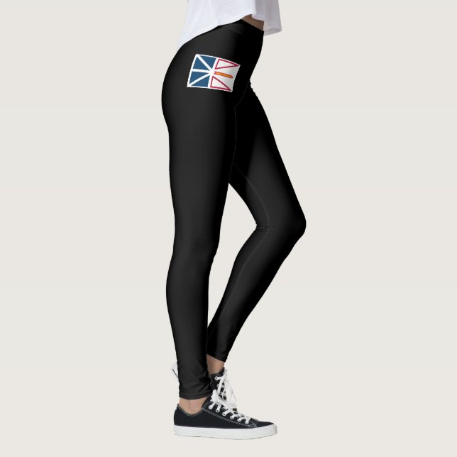 Newfoundland And Labrador Flag Black Leggings (Right)