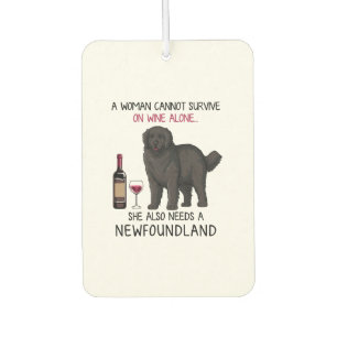 Newfoundland and wine Funny dog Car Air Freshener