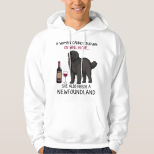 Newfoundland and wine Funny dog  Hoodie