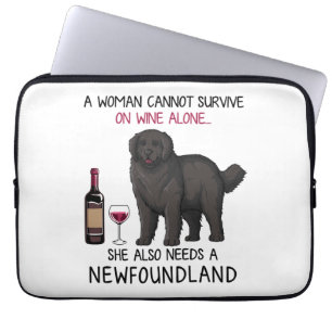 Newfoundland and wine Funny dog Laptop Sleeve