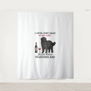 Newfoundland and wine Funny dog  Tapestry