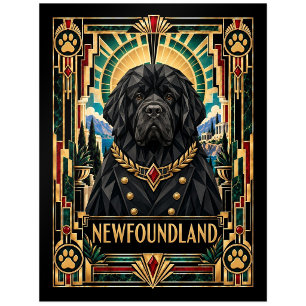 Newfoundland, Art Deco Dog Postcard