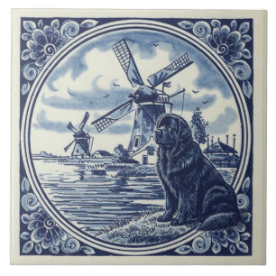 Newfoundland at the Dutch Windmills Ceramic Tile