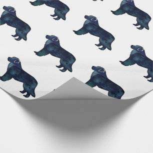 Newfoundland Black Watercolor Silhouette Wrapping Paper