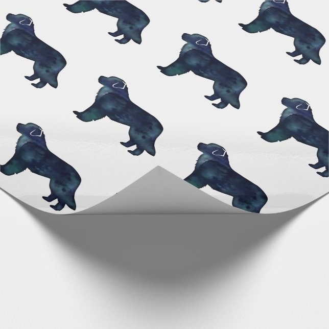 Newfoundland Black Watercolor Silhouette Wrapping Paper (Corner)