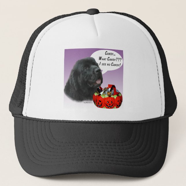 Newfoundland (blk) Halloween Candy Trucker Hat (Front)