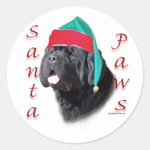 Newfoundland (blk) Santa Paws Classic Round Sticker