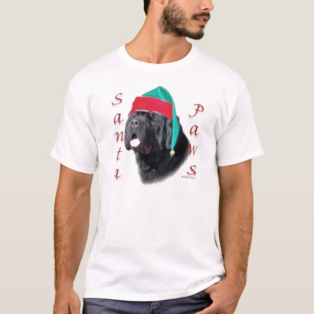 Newfoundland (blk) Santa Paws T-Shirt (Front)