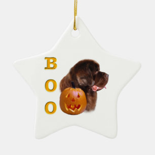 Newfoundland Brown Halloween BOO Ceramic Tree Decoration