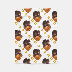 Newfoundland Brown Halloween BOO Fleece Blanket