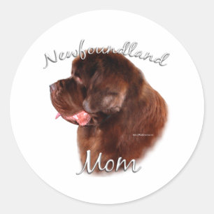 Newfoundland (brown) Mum 2 Classic Round Sticker