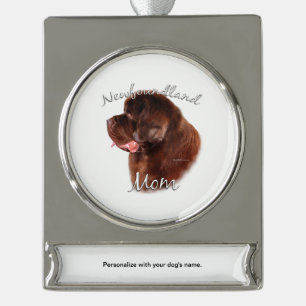 Newfoundland (brown) Mum 2 Silver Plated Banner Ornament