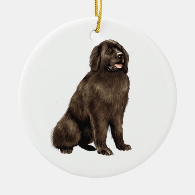Newfoundland - brown sit ceramic tree decoration (Front)