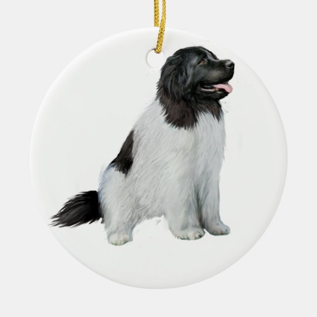 Newfoundland  (C) - Landseer #1 Ceramic Tree Decoration (Front)