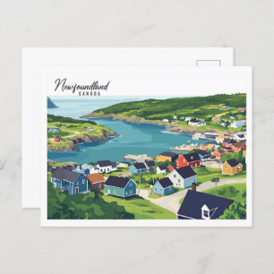 Newfoundland Canada Illustration Travel Postcard