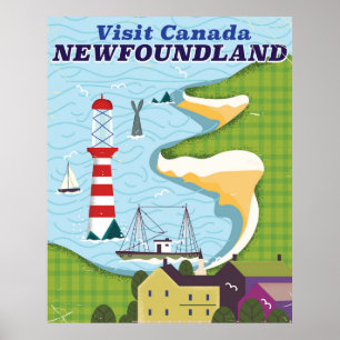 Newfoundland Canadian vintage travel poster
