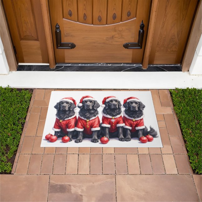 Newfoundland Christmas Dress Santa Hat Doormat (Outdoor)