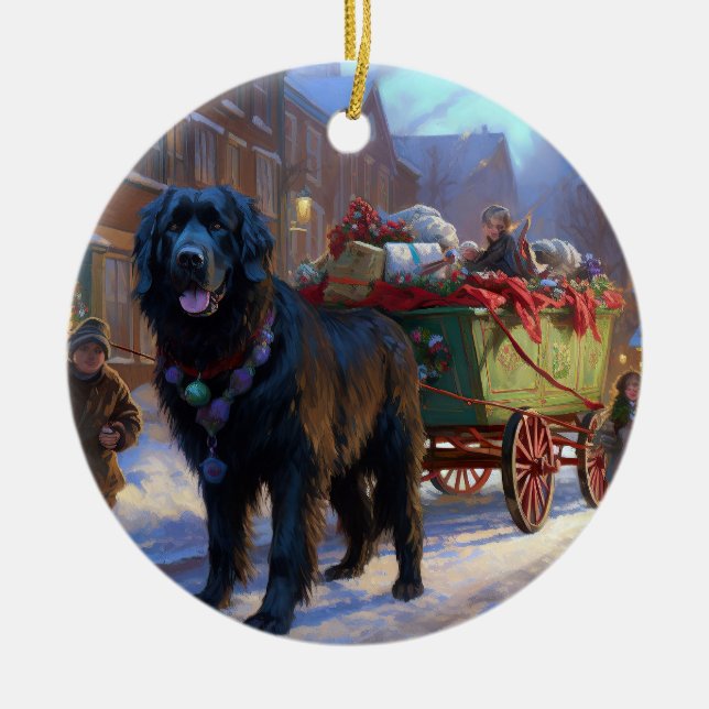 Newfoundland Christmas Festive Season Ceramic Ornament (Front)