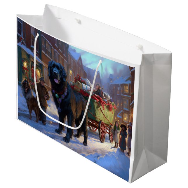 Newfoundland Christmas Festive Season Large Gift Bag (Front Angled)