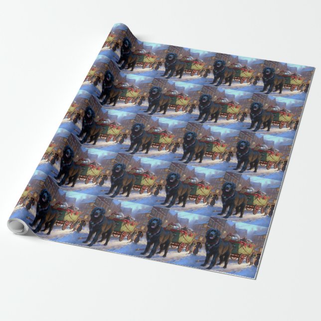 Newfoundland Christmas Festive Season Wrapping Paper (Unrolled)