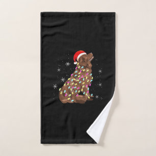 Newfoundland Christmas Light Funny Dog Lover Hand Towel
