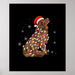 Newfoundland Christmas Light Funny Dog Lover Poster
