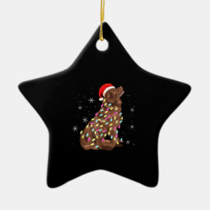 Newfoundland christmas light gift funny dog lover ceramic ornament