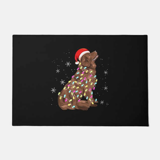 Newfoundland christmas light gift |funny dog lover doormat (Front)