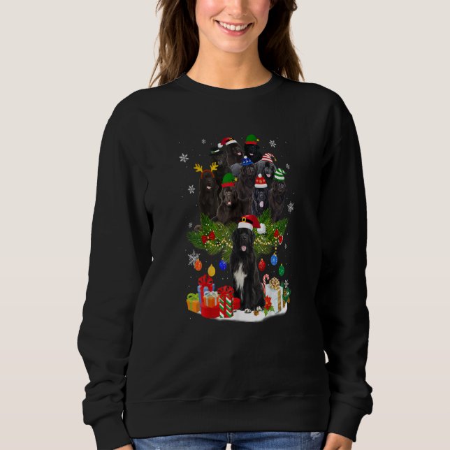 Newfoundland Christmas Tree Lights Funny Dog Xmas Sweatshirt (Front)