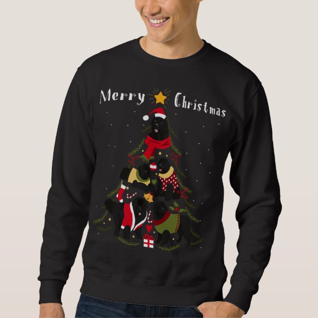 Newfoundland Christmas Tree Xmas Dog Lover Sweatshirt (Front)