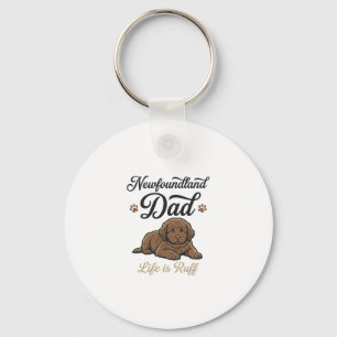 Newfoundland Dad Life Is Ruff Vintage Dog Shirt Key Ring