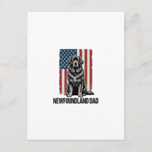 Newfoundland Dad Patriotic Dog Vintage Postcard