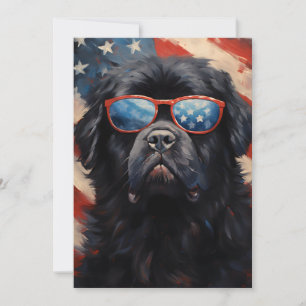 Newfoundland dog 4th of July Independence day Holiday Card