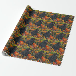 Newfoundland Dog Autumn Harvest Thanksgiving Wrapping Paper
