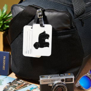 Newfoundland Dog Black Cartoon Luggage Tag