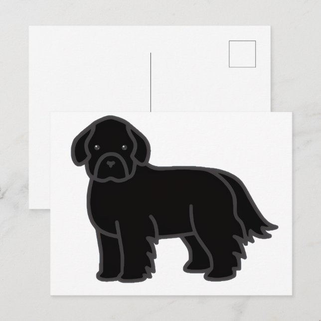 Newfoundland Dog Black Cartoon Postcard (Front/Back)