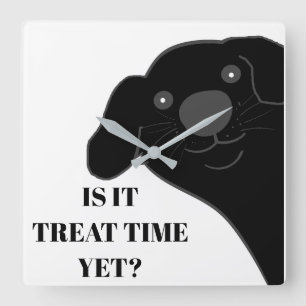 Newfoundland Dog Black Peeking Cartoon Square Wall Clock
