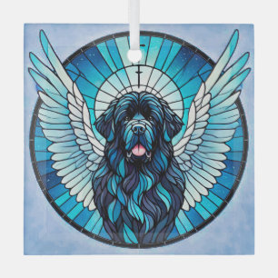 Newfoundland Dog Blue Angel Memorial Suncatcher Glass Tree Decoration