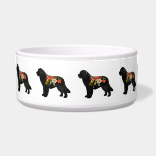 Newfoundland Dog Breed Boho Floral Silhouette