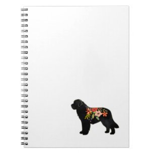 Newfoundland Dog Breed Boho Floral Silhouette Notebook