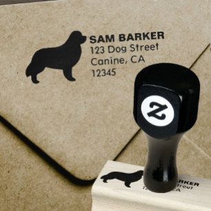 Newfoundland Dog Breed Silhouette Return Address Rubber Stamp