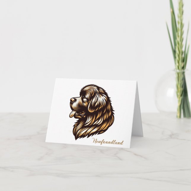 Newfoundland Dog Brown Note Card (Front)