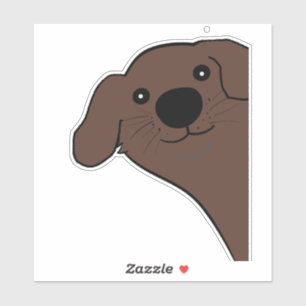 Newfoundland Dog Brown Peeking Cartoon Die Cut